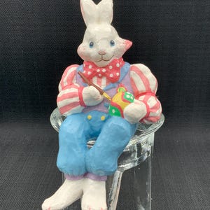 Decoración de conejo de papel maché vintage, decoración de conejo de Pascua, papel maché hecho a mano, conejo rústico, exhibición de conejo de granja, decoración de Pascua,