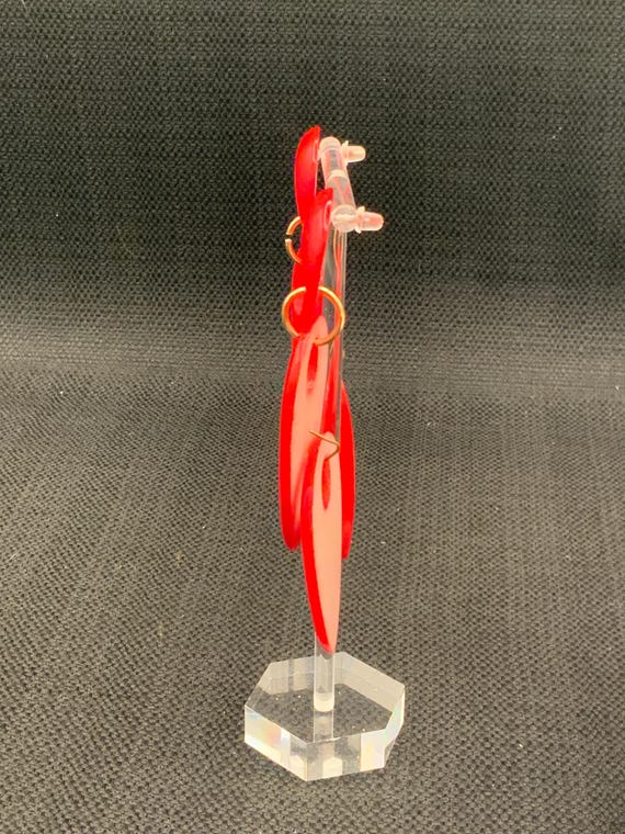 Vintage Ruby Red Drop Earrings, Statement Earring… - image 3