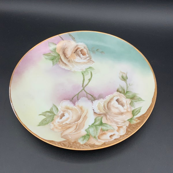 Hand Painted Plate Bavaria Z S & Co, Royal Munich Porcelain, Vintage Dish, Decorative Collectible, Floral, Roses, Valentines Day Gift