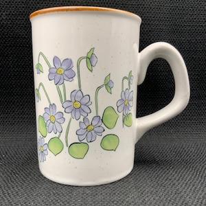 Vintage Stoneware Coffee Mug: Floral Boho Tea Cup
