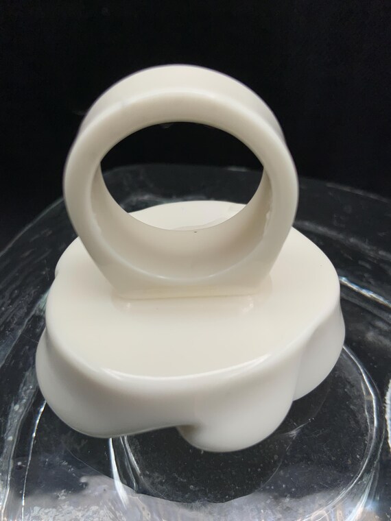 Lucite Acrylic Rose Ring, Milk-White Floral State… - image 7
