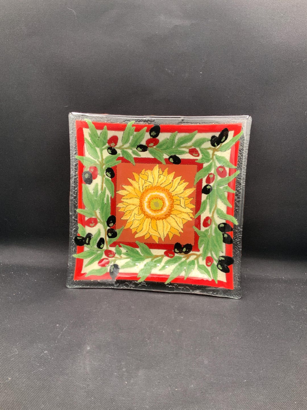 Peggy Karr Tuscany Glass Plate, Artisan Table Accent, Elegant