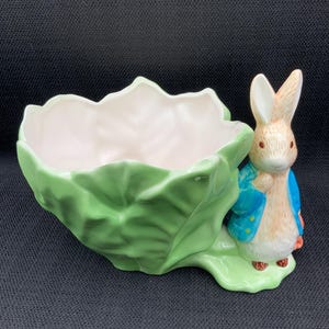 1998 Peter Rabbit Cabbage Bowl Planter-Beatrix Potter-Plant Holder-Nursery-Baby Shower-Farmhouse-Easter-Garden-Teleflora-Bunny-Vintage Bowl