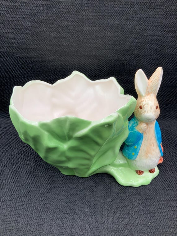 Peter Rabbit Cabbage Bowl , Ceramic Easter Decor, Basket Ornament