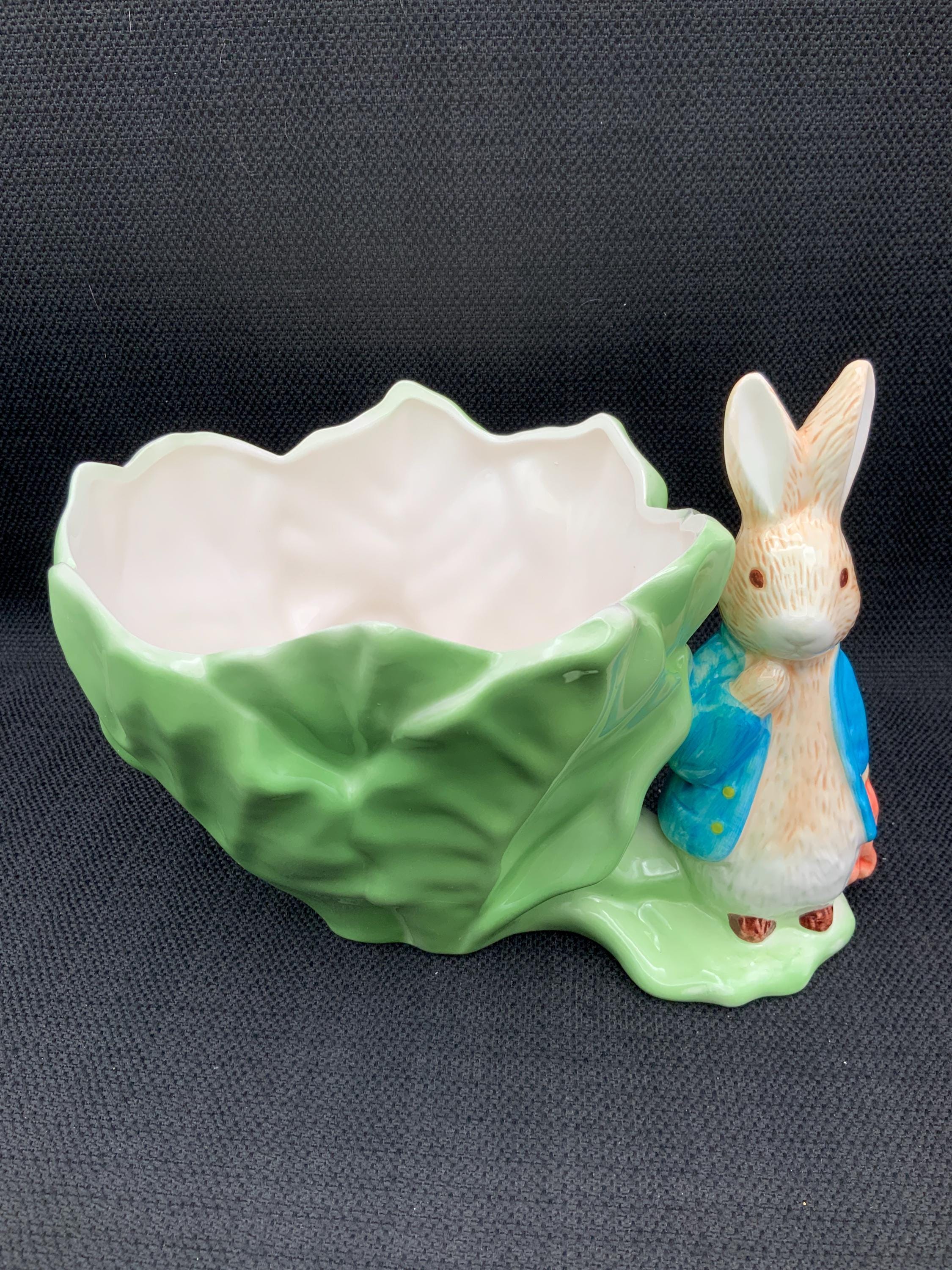 Peter Rabbit Cabbage Bowl , Ceramic Easter Decor, Basket Ornament