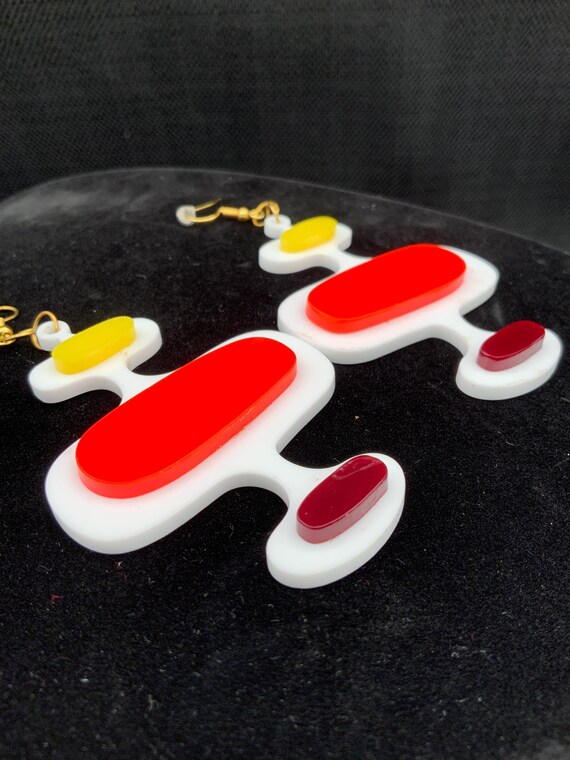Acrylic Geometric Statement Earrings: Mid Century… - image 9