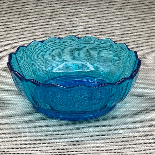 Vintage Turquoise Blue Glass Bowl, Antique Decor, Retro Home Accent, Kitchen Decor, Collectible