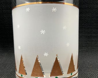 Vintage Culver Frosted Christmas Glass, Wiskey Lowballs, Holiday Entertaining, Festive Barware