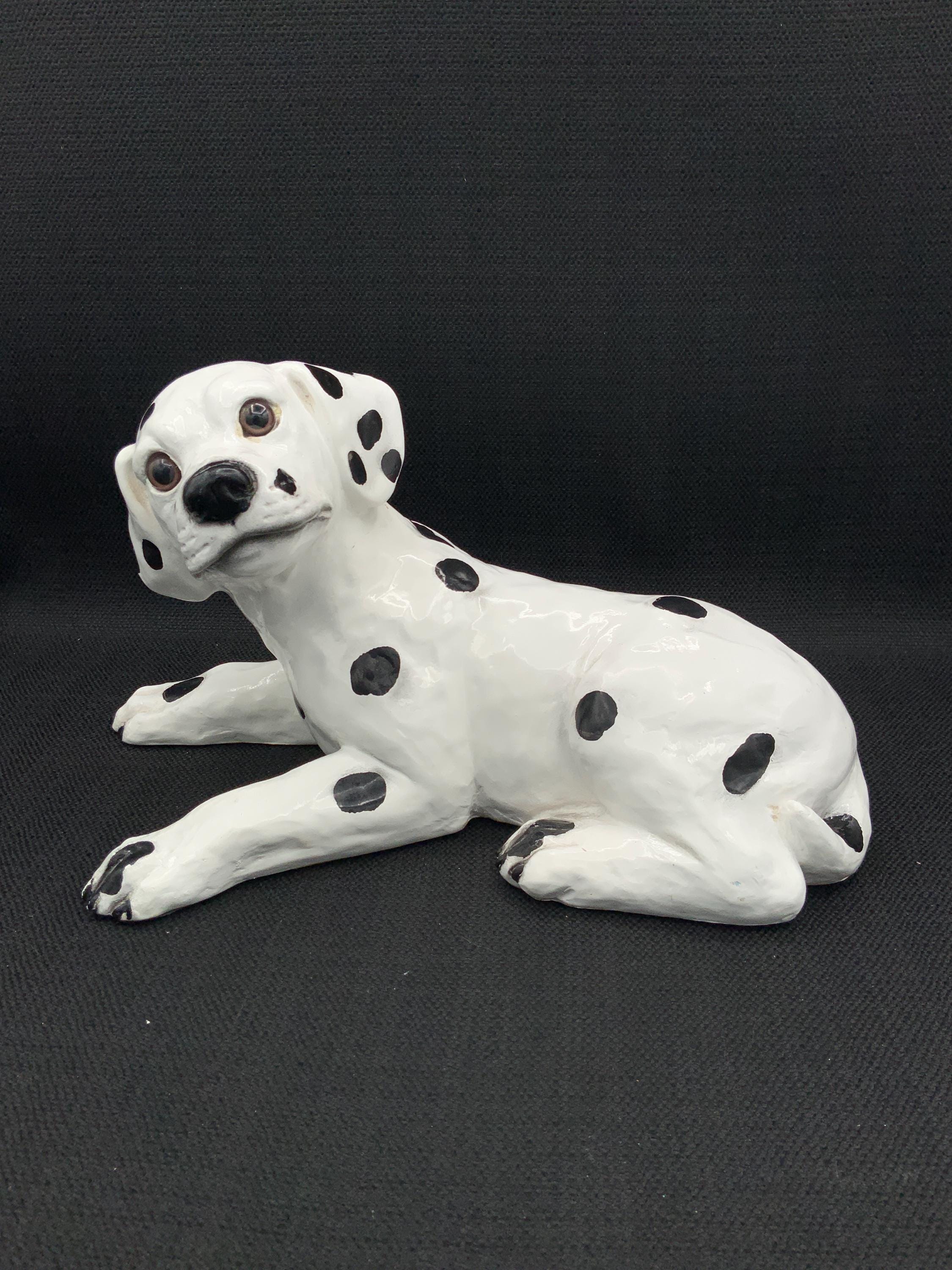 Vintage Dalmatian Dog Figurine Statue Black and White With
