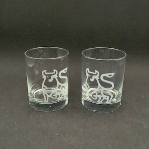 Bicchieri Stock Market Bull Lowball, set da 2, ispirati a Wall Street, regalo per bar, bicchieri da cocktail, regalo per lui, barware retrò