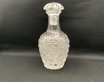 Vintage Pressed Glass Decanter, Home Bar Decor, Antique Glassware, Collectible Decanter