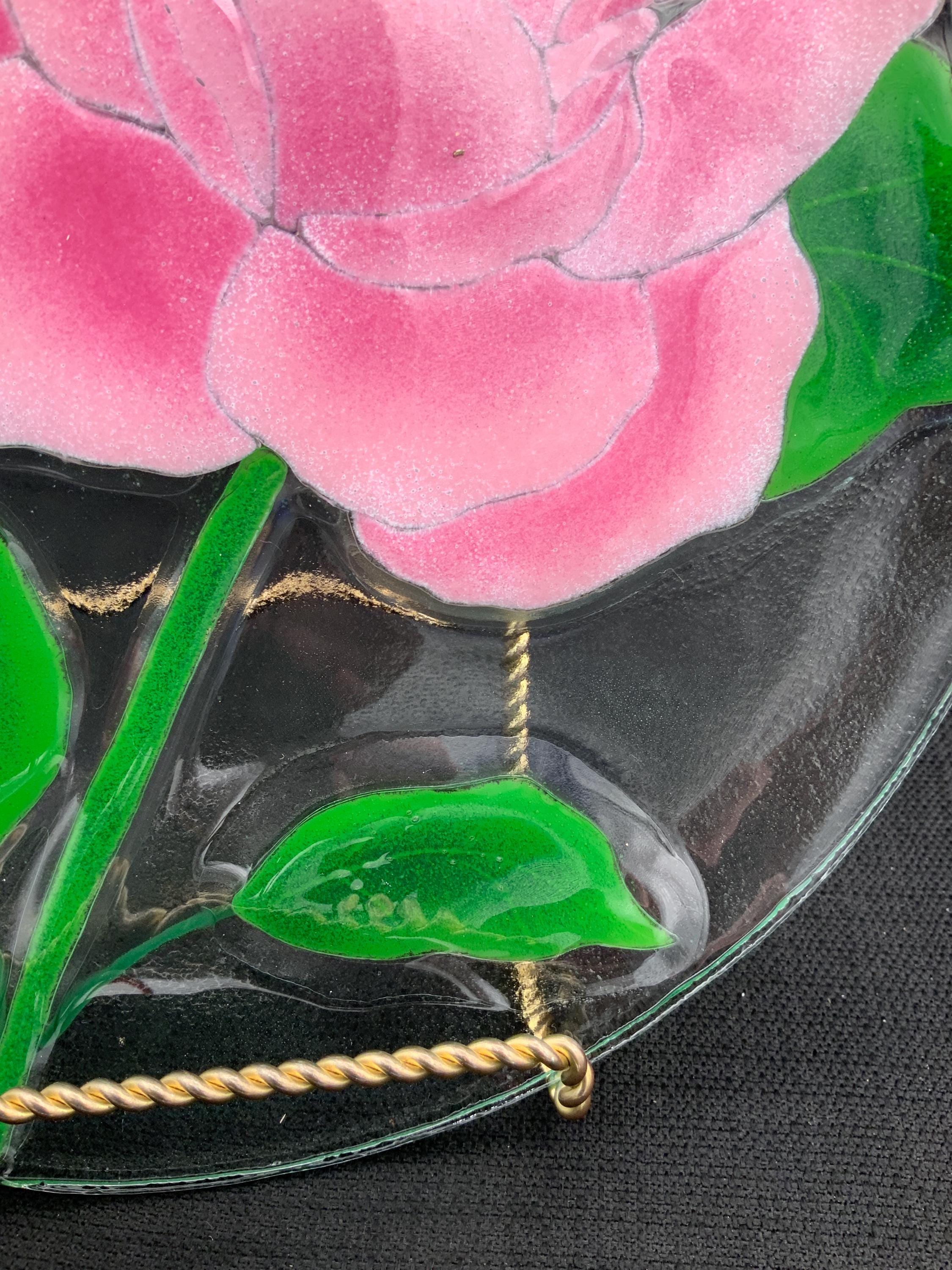 Peggy Karr ペギーカー フュージドガラス プレート アジサイ 皿 Peggy Karr Hibiscus Glass Plate, Floral Design, Shabby Chic Room