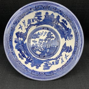 Vintage Blue Willow Serving Bowl, 8.5&quot; Wide, Johnson Brothers England, Antique Bowl, Collectible Blue China, Gift Idea