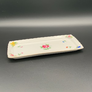 Sandwich Tray, Floral Serving Platter, Vintage Kitchen Decor, Tea Party Tray, Thanksgiving Tableware, Butter Dish