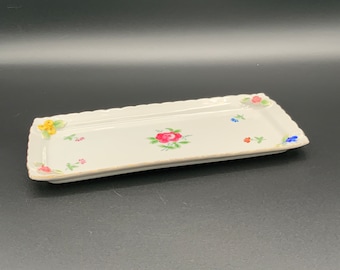 Valentines GiftFlower Sandwich Tray, Floral Serving Platter, Vintage Kitchen Decor, Tea Party Tray, Thanksgiving Tableware, Butter Dish