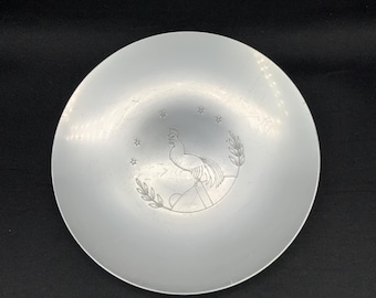 Vintage Alcoa Kensington Aluminum Tray, Etched Rooster Farmhouse Decor