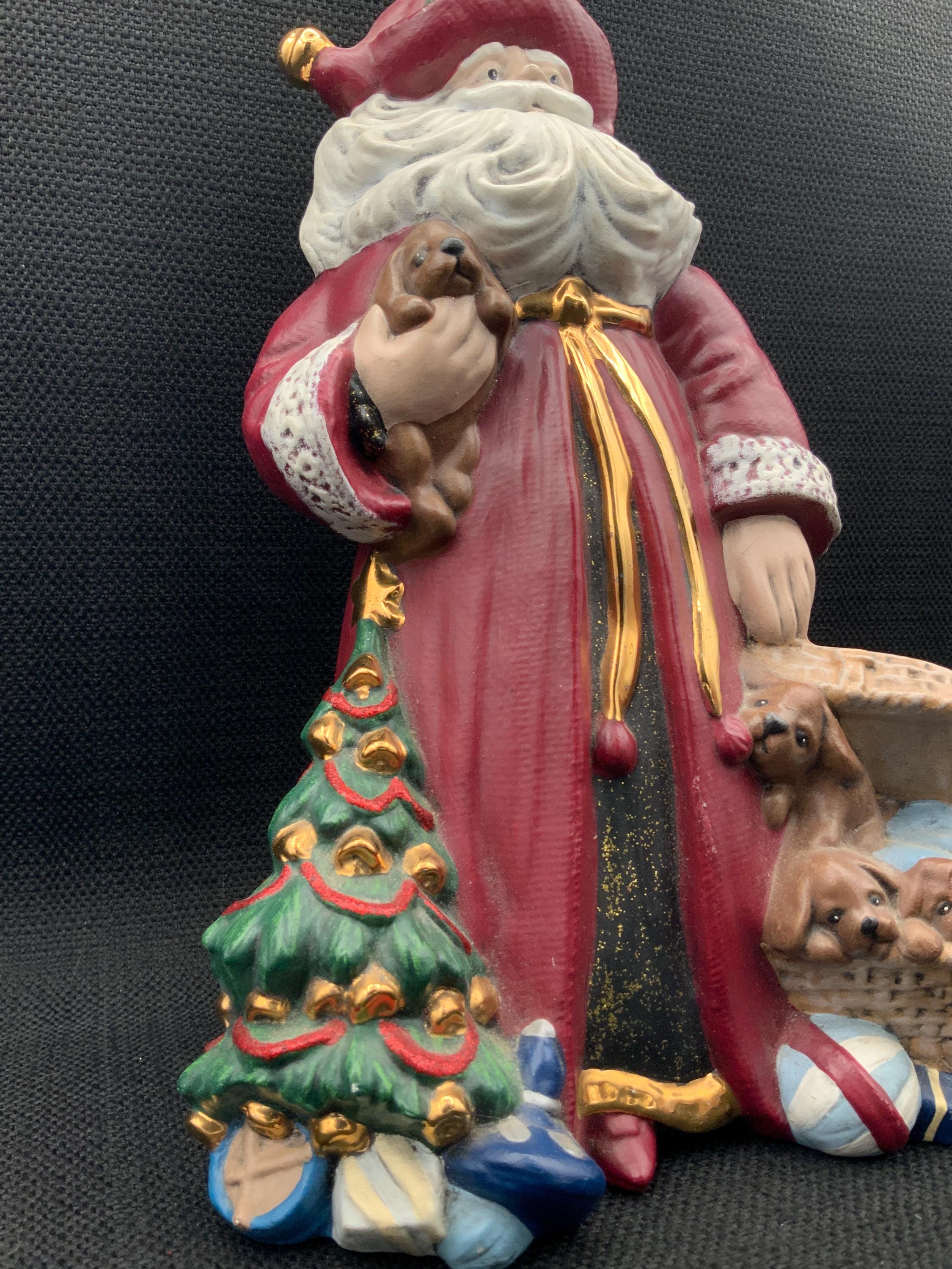 昔ながらのサンタの陶器の置物、ヴィンテージサンタの装飾、ホリデー