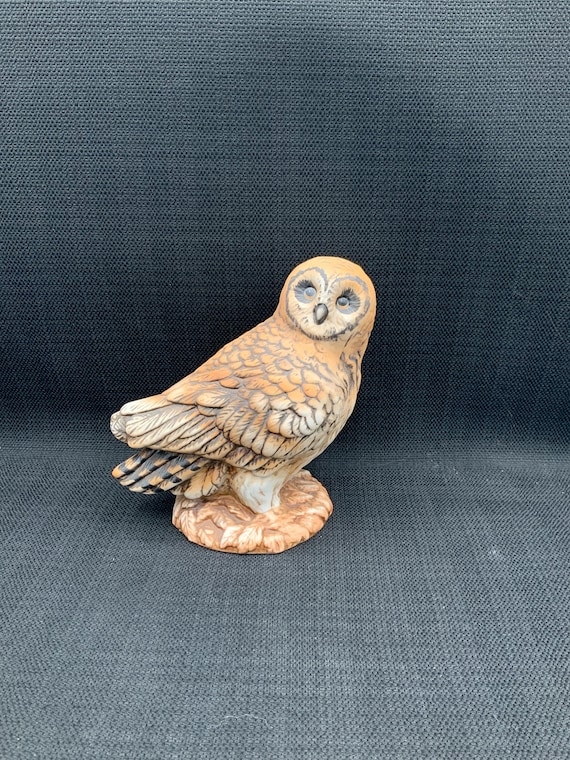 Vintage Hand-painted Porcelain Barn Owl Figurine, Wildlife Decor