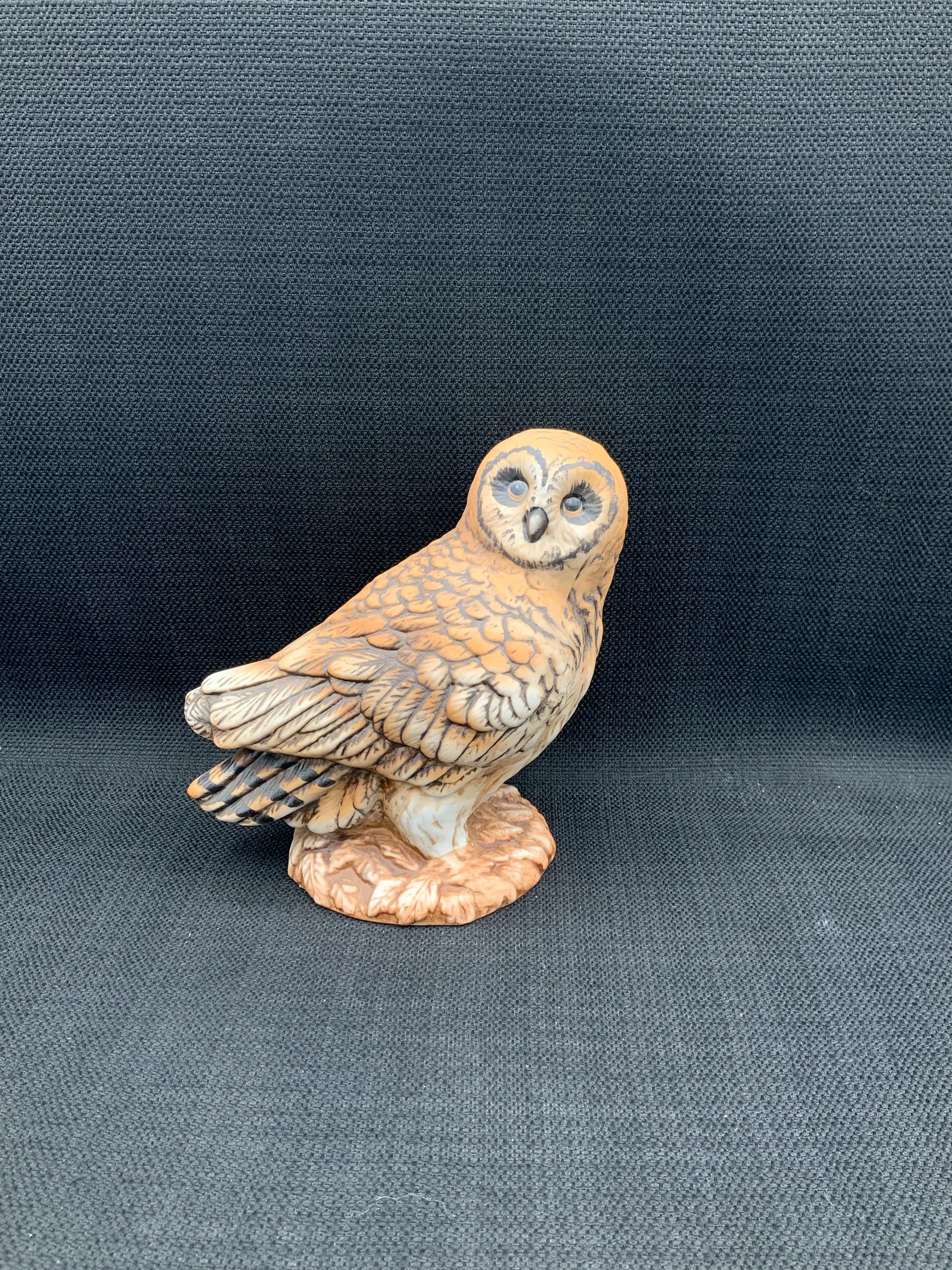 Vintage Hand-painted Porcelain Barn Owl Figurine, Wildlife Decor