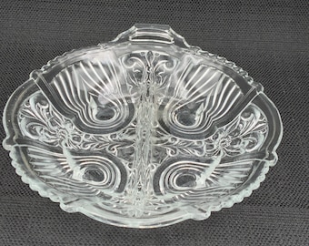 Vintage Art Deco-glasgodisfat, Killarney-mönster, serveringsbricka från 1930-talet