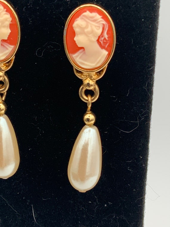 Vintage Cameo Earrings, Victorian Style Jewelry, … - image 2