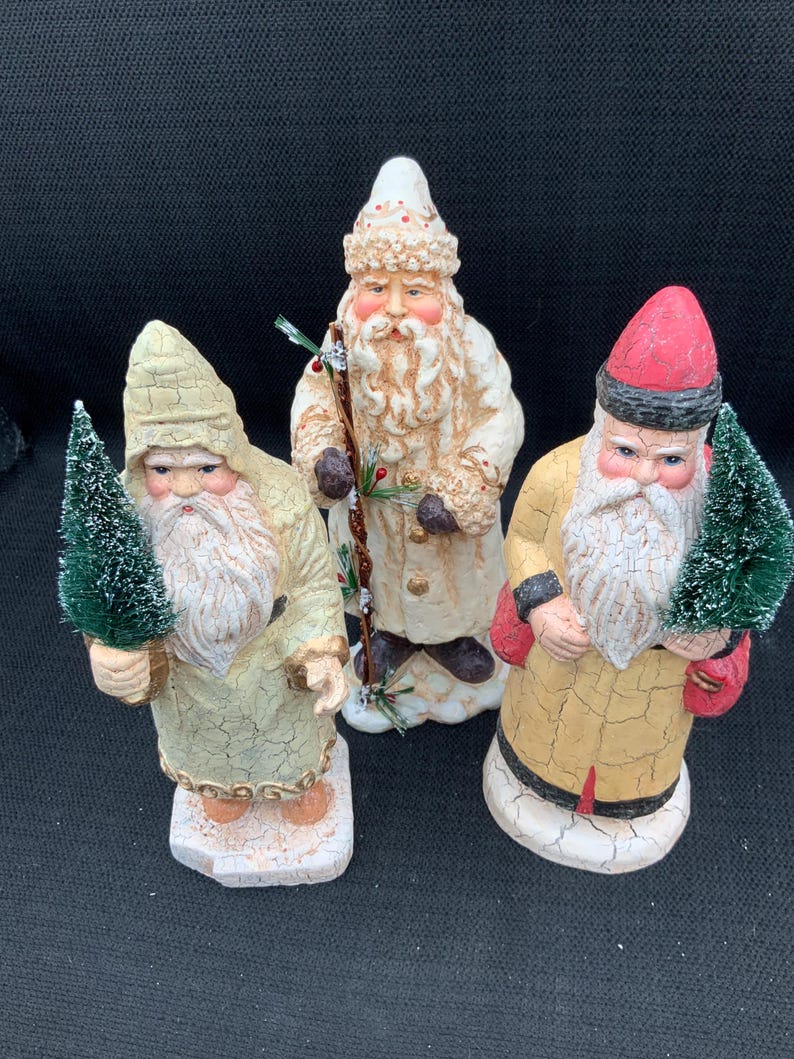 Old World Christmas Santa Figurines,holiday Ornament, Handcrafted Santa ...