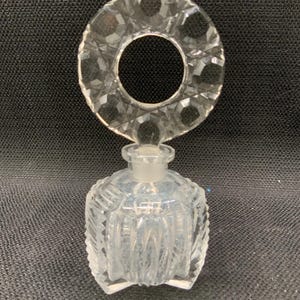 Pressed Glass Perfume Bottle with Stopper, Elegant Glass Perfume, Vintage Perfume Bottle, Collectible Fragrance Bottle, Vanity Decor
