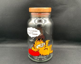 Vintage 1978 Garfield Glass Jar Canister, Coffee Storage Jar