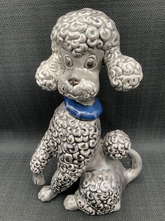 Vintage Porcelain Poodle Statue, Mid-century Dog Figurine