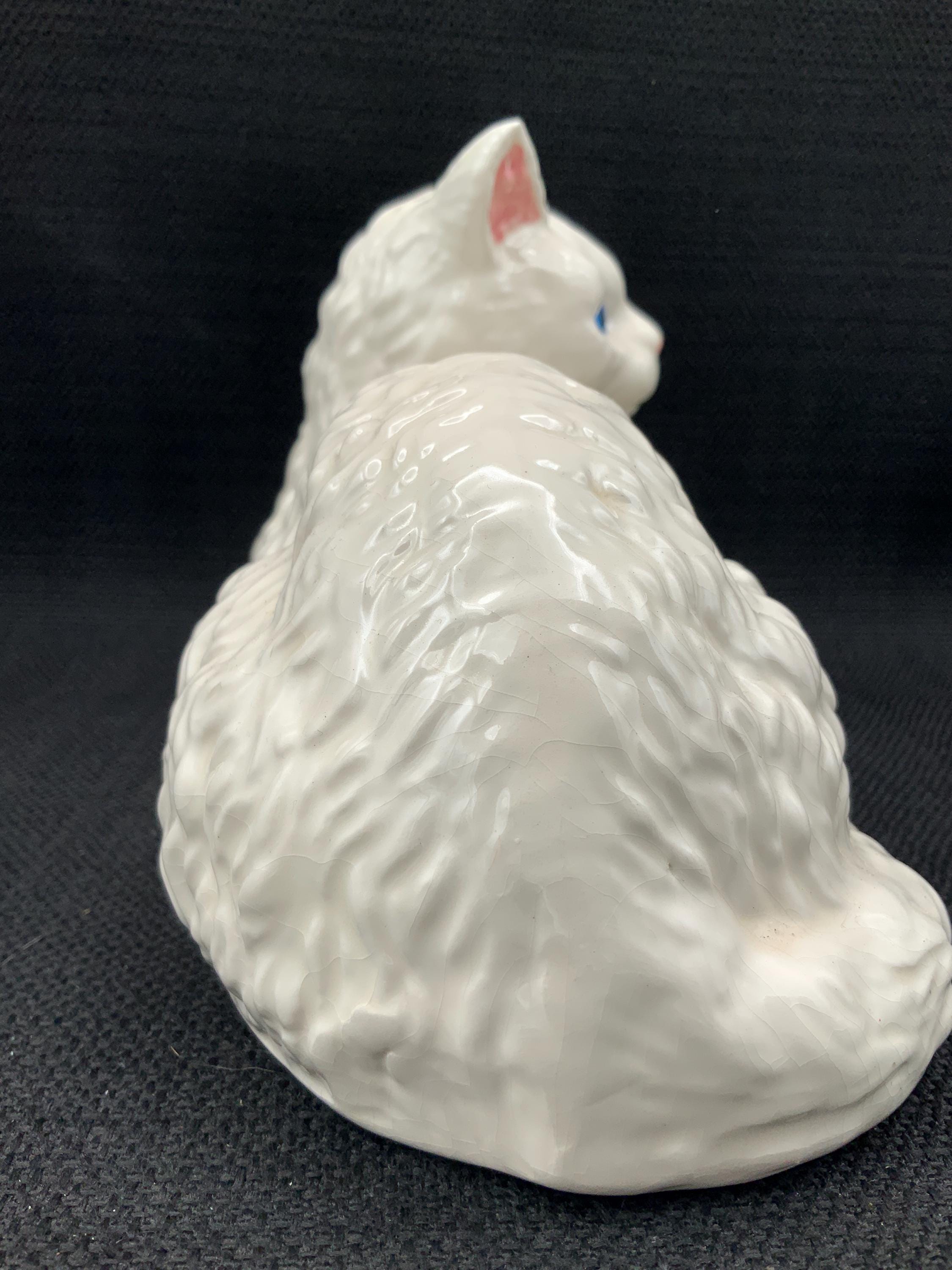 陶器製ペルシャ猫の置物（ヴィンテージ）、猫のアート、精巧な装飾、猫 