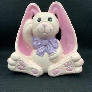Vintage Ceramic White Bunny Figurine, Collectible Rabbit Statue, Easter Decor, White Bunny Ornament, Farmhouse Animal Decor, Nursery Decor