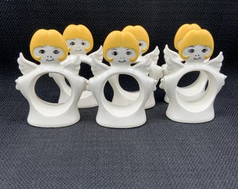 Vintage Ceramic Angel Napkin Rings, Vintage Dining Decor,  Dinner Party Styling, Table Accessories