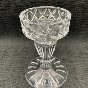 Elegant Crystal Candlestick Holder: Heavy Cut Glass, Tabletop Decor