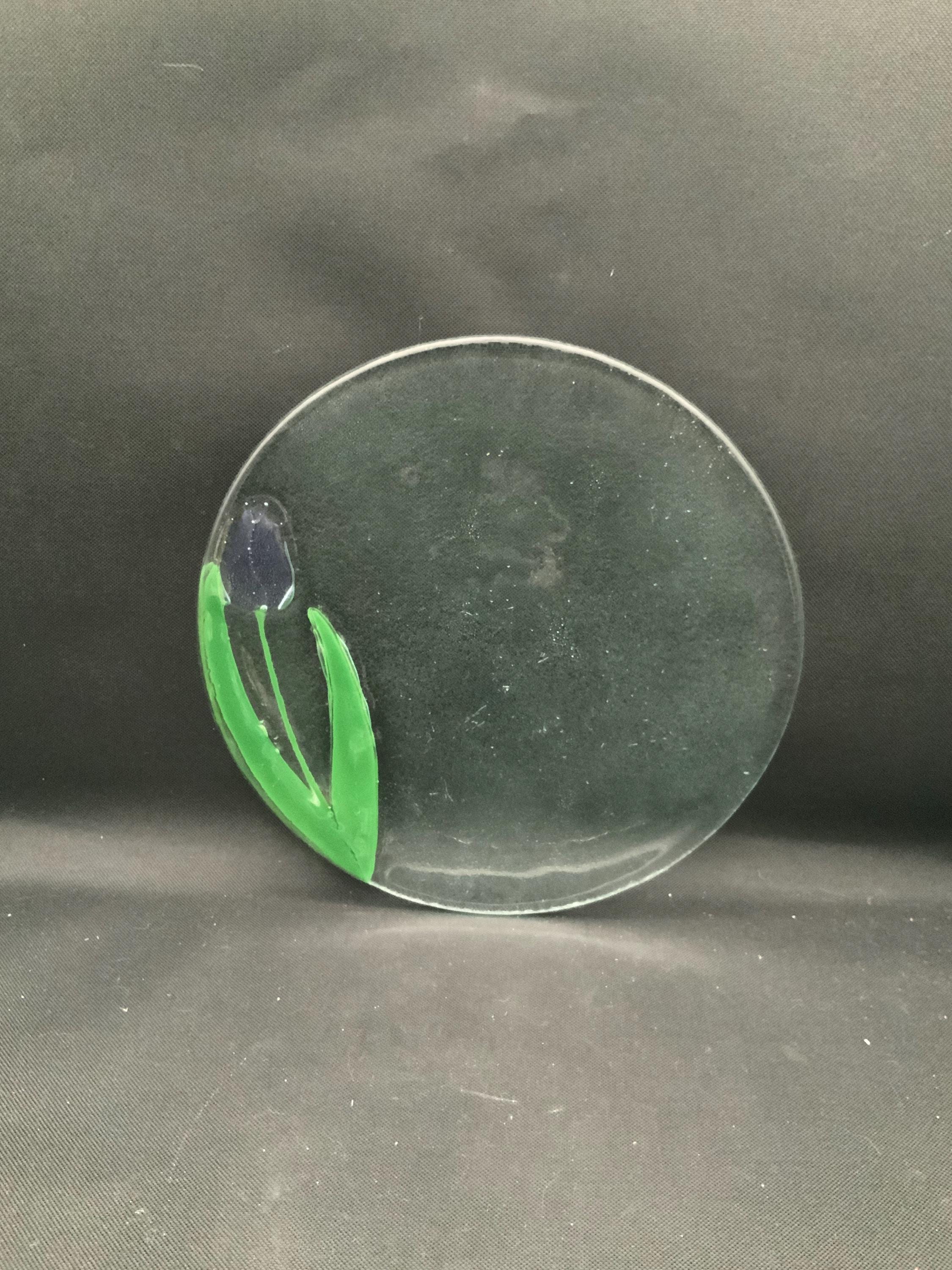 Kathleen Eggert Fused Glass Plate – Tulip Design Serving Platter