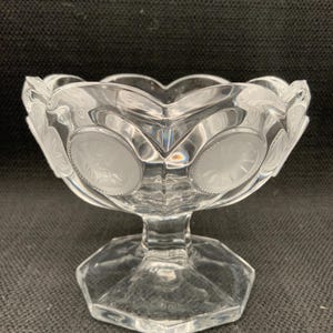Vintage Fostoria Coin Pattern Compote, Footed Glass Dish, Collectible Decor, Coin Motif, Elegant Serving Bowl, Elegant Glass Decor