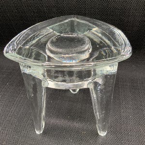 Vintage MCM Triangle Glass Candle Holder: Retro Decor Accent
