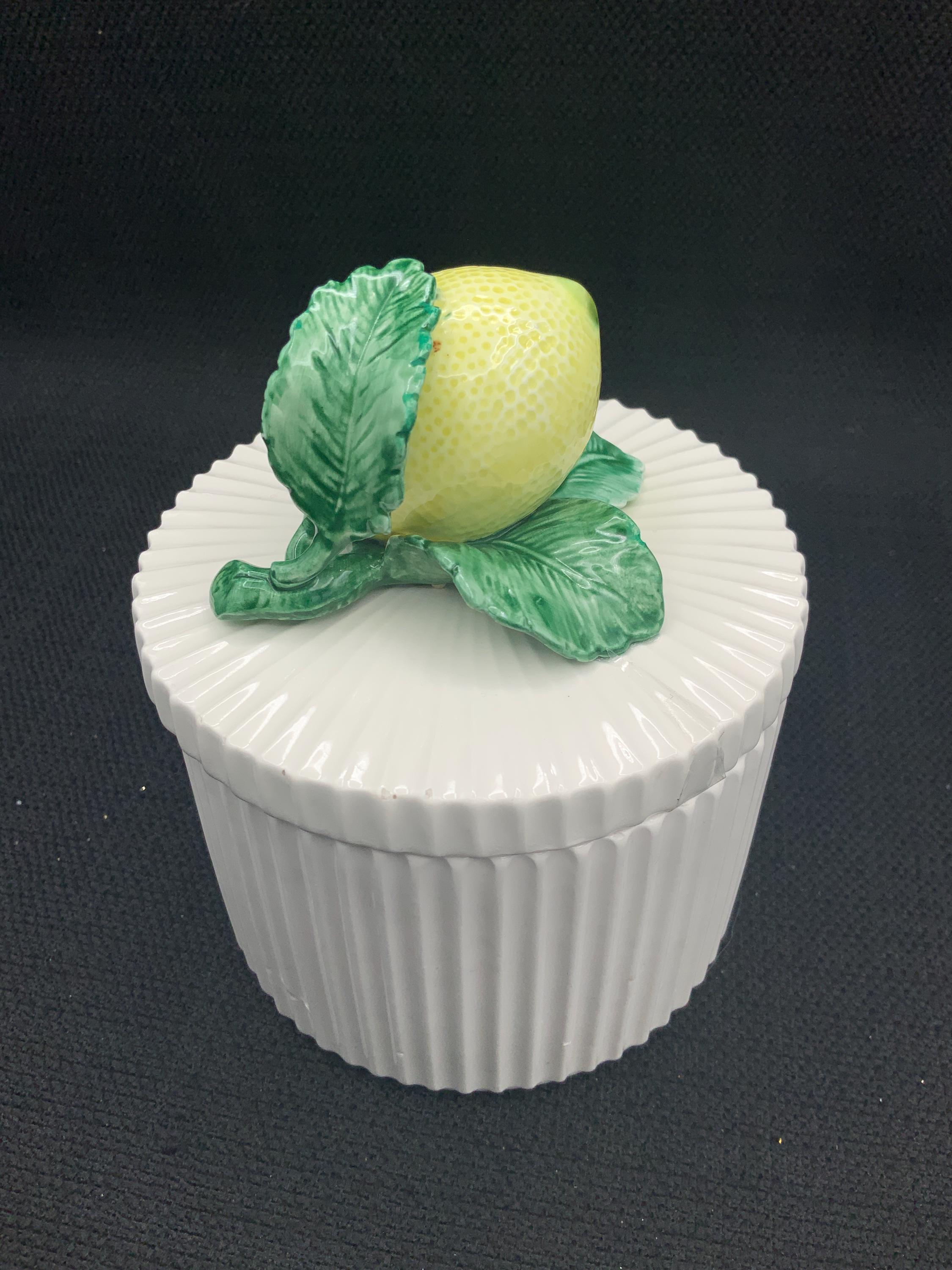 Fitz & Floyd Vintage Lemon Trinket Box, Ceramic Keepsake Holder