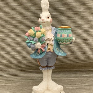 Victorian Bunny Candlestick, Bunny Decor, Victorian Home Decor, Easter Bunny Gift, Rabbit Figurine, Easter Decor, Easter Bunny