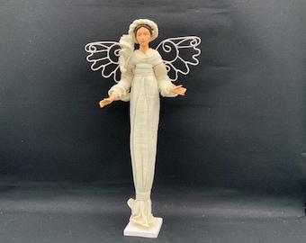 Muñeca de ángel de arte popular hecha a mano, estilo rústico, decoración espiritual.