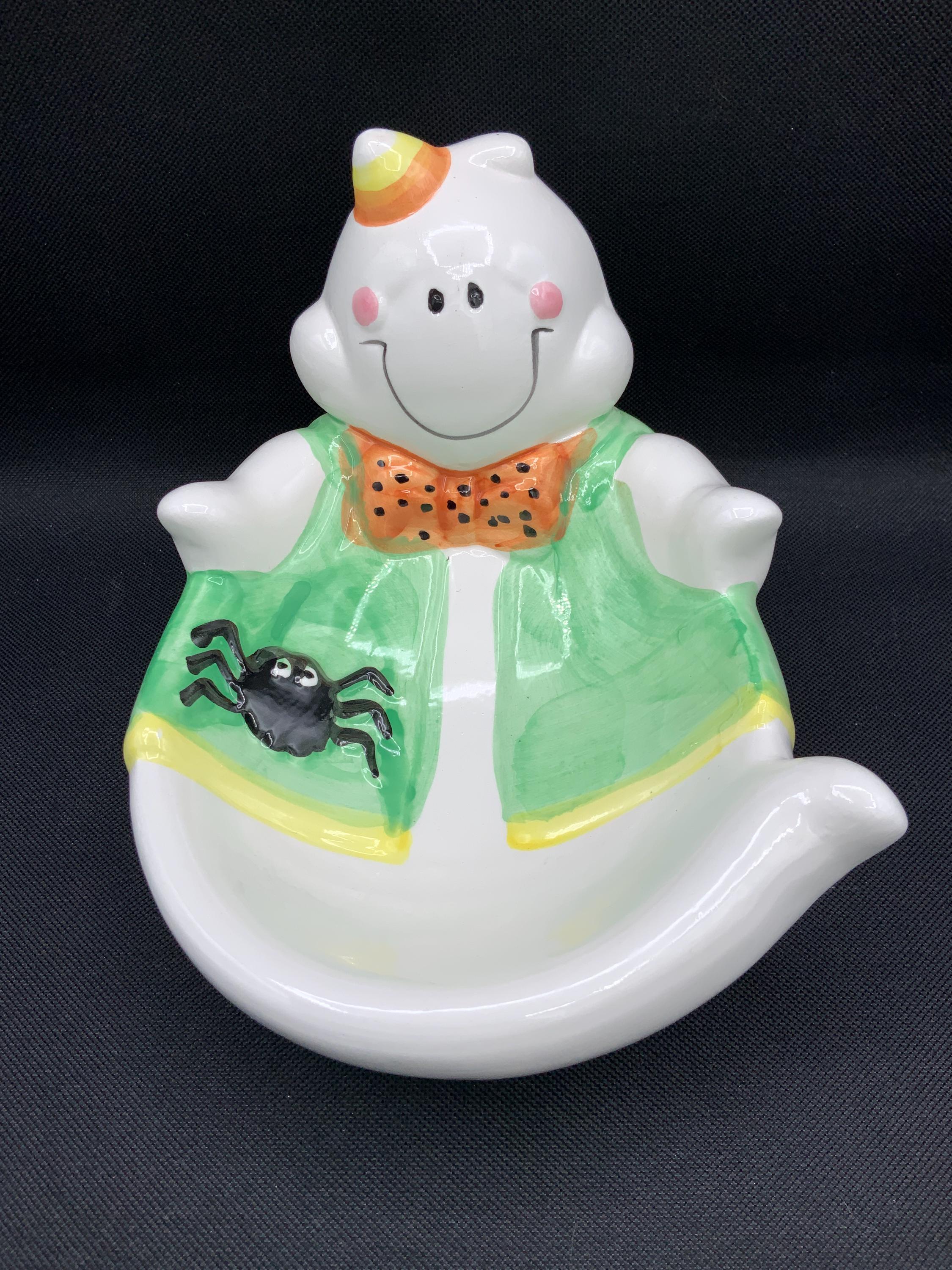 Ceramic Ghost Bowl ,vintage WCL Mold Ghost Candy Tray – Spooky