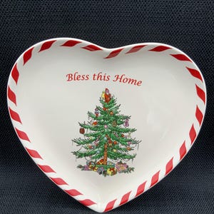 Spode Christmas Tree Heart Plate: Vintage Holiday Serveware