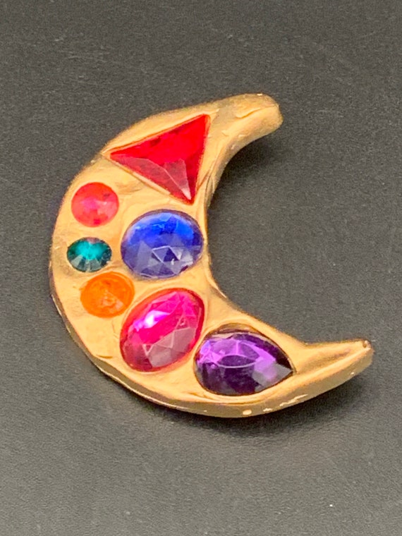 DON-LIN Crescent Moon Pin Brooch Multi Color Rhine