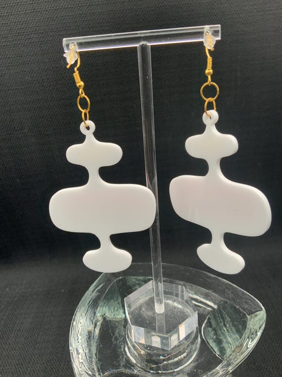 Acrylic Geometric Statement Earrings: Mid Century… - image 4