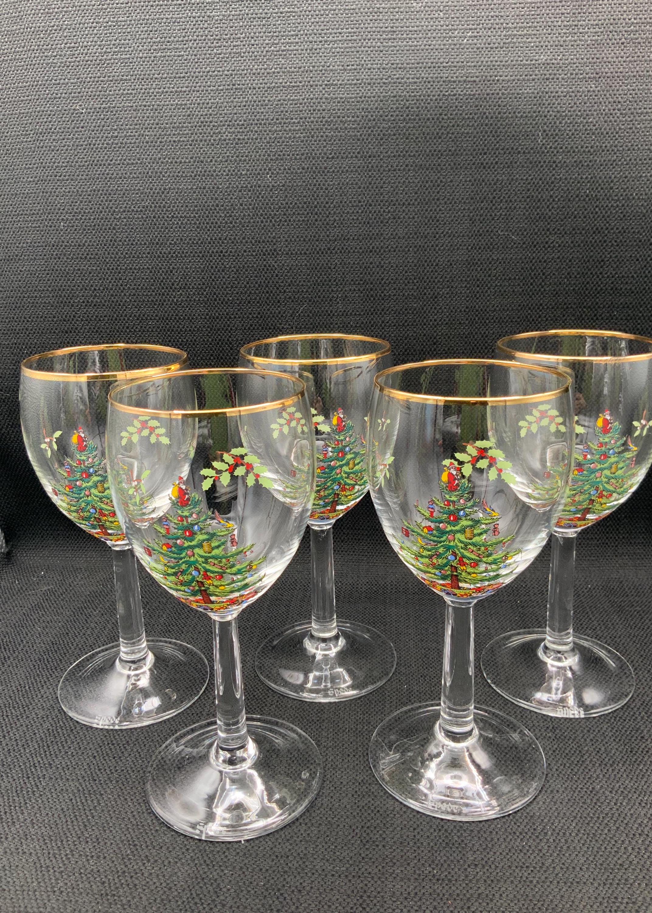 Verres à Vin Sans Pied Spode Motif Sapin De Noël - Lot De 4, 473ml, Peints à La Main