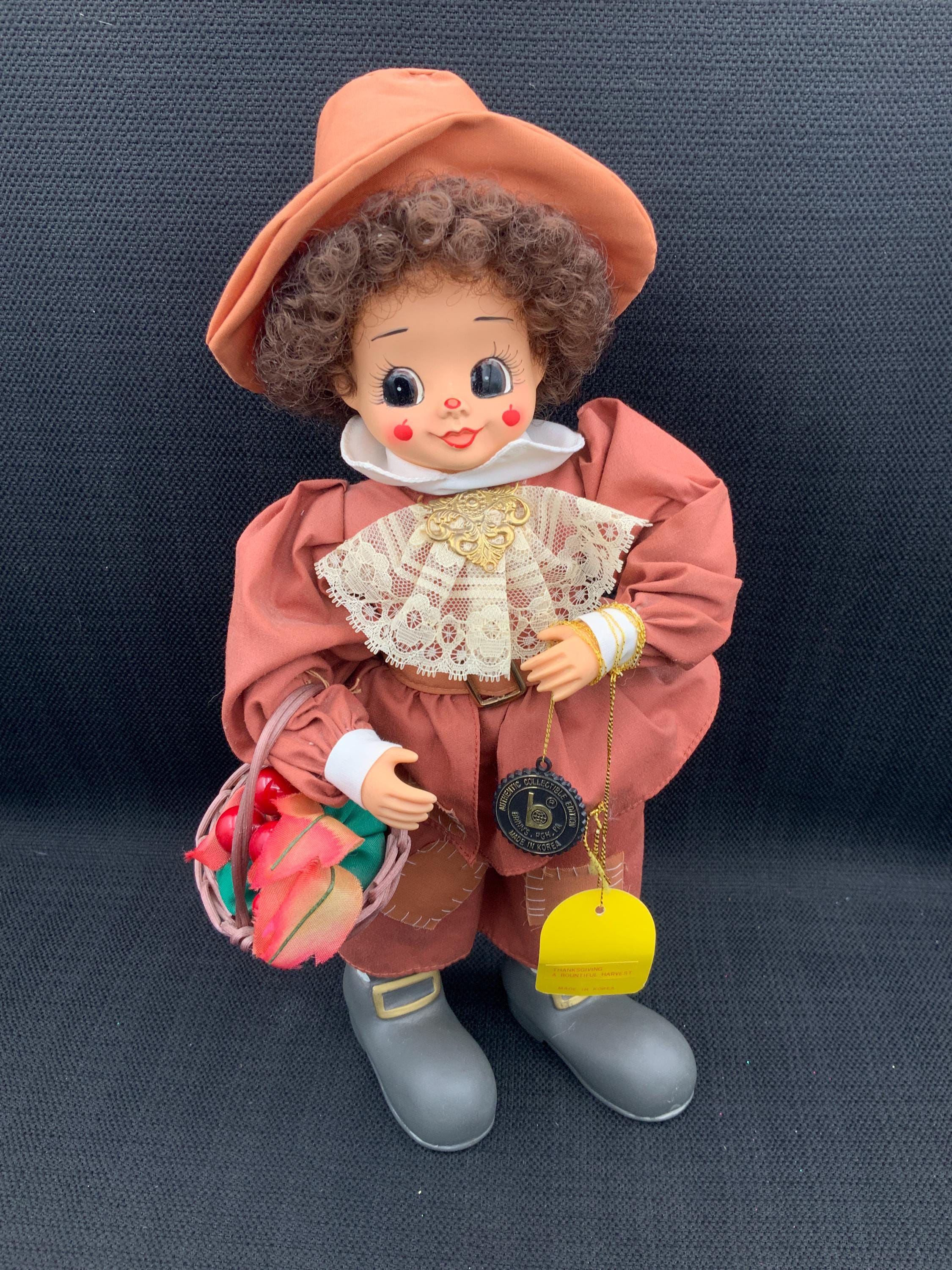 1988 Brinns Calendar Clown Doll, November Pilgrim,kitchy Figurine 