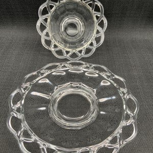 Gehäkelte Kristall Mayonnaise Schüssel und Platzhalter Set, Vintage Glas Serviergeschirr, Elegantes Essen, Kristall Tischdekoration
