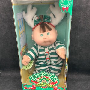Cabbage Patch Kids – Holiday Baby Special Edition – Grün gestreifte CPK – Vintage-Weihnachten – Retro-Spielzeug aus den 90ern