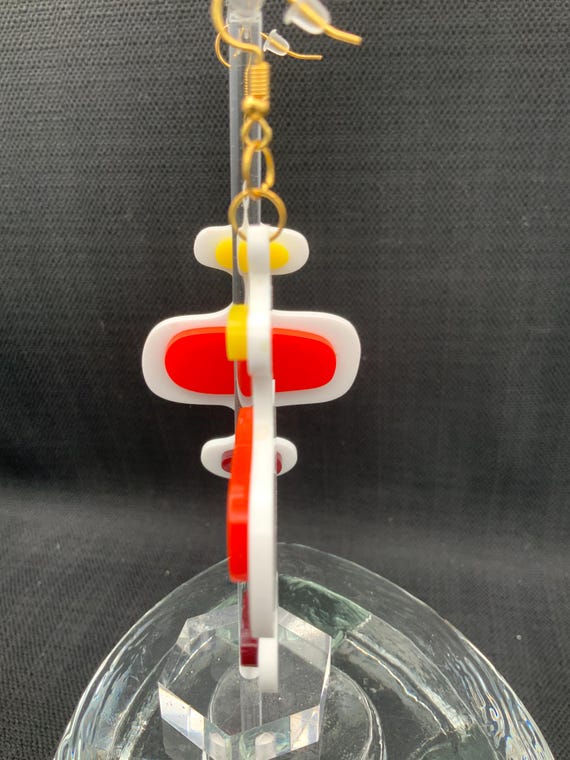 Acrylic Geometric Statement Earrings: Mid Century… - image 3