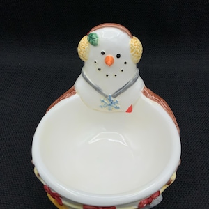 Debbie Mumm Snowman Candy Dish: Vintage Holiday Decor