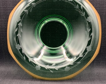 Vintage Uranium Green Depression Glass Compote, Glassware Collection, Antique Glass Bowl